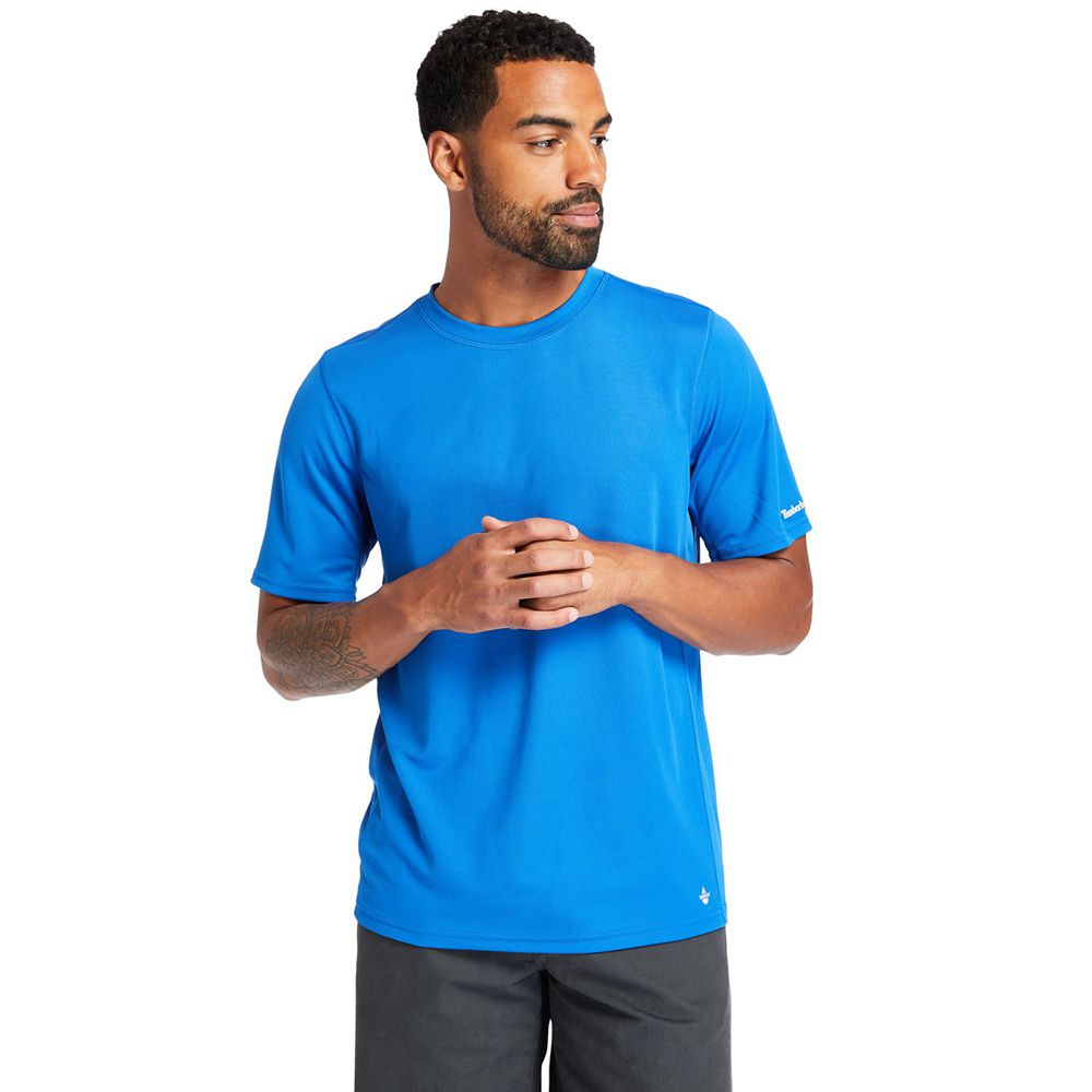 Camisetas Timberland Argentina Hombre - Pro® Wicking Good Short-Sleeve - Azules - QMKLFP-049